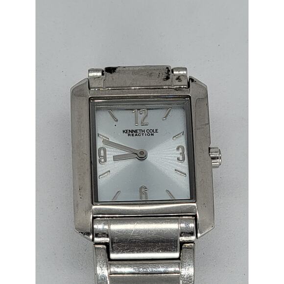 Kenneth Cole Reaction Blue Dial Silver Tone Rectangle Case Women's Watch - Picture 1 of 4